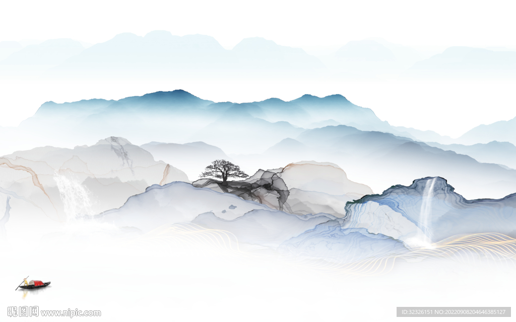 新款简约山水画 Tif分层