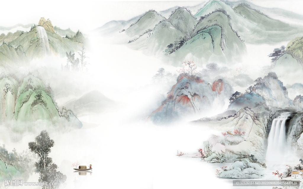 国画新简约山水画 Tif分层