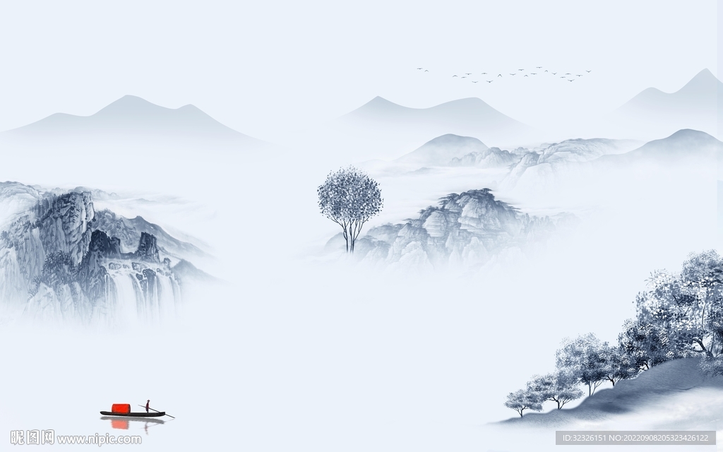 现代新简约山水画 Tif分层