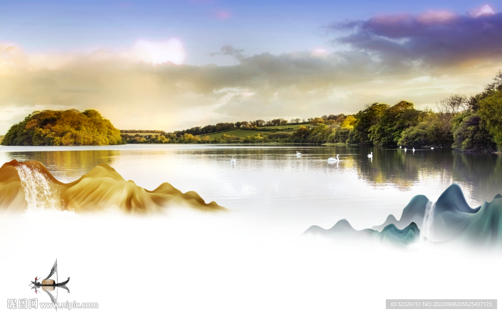 大气新简约山水画 Tif分层