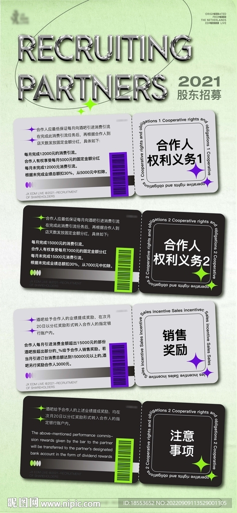 夜场招聘 夜店营销海报 酸性风