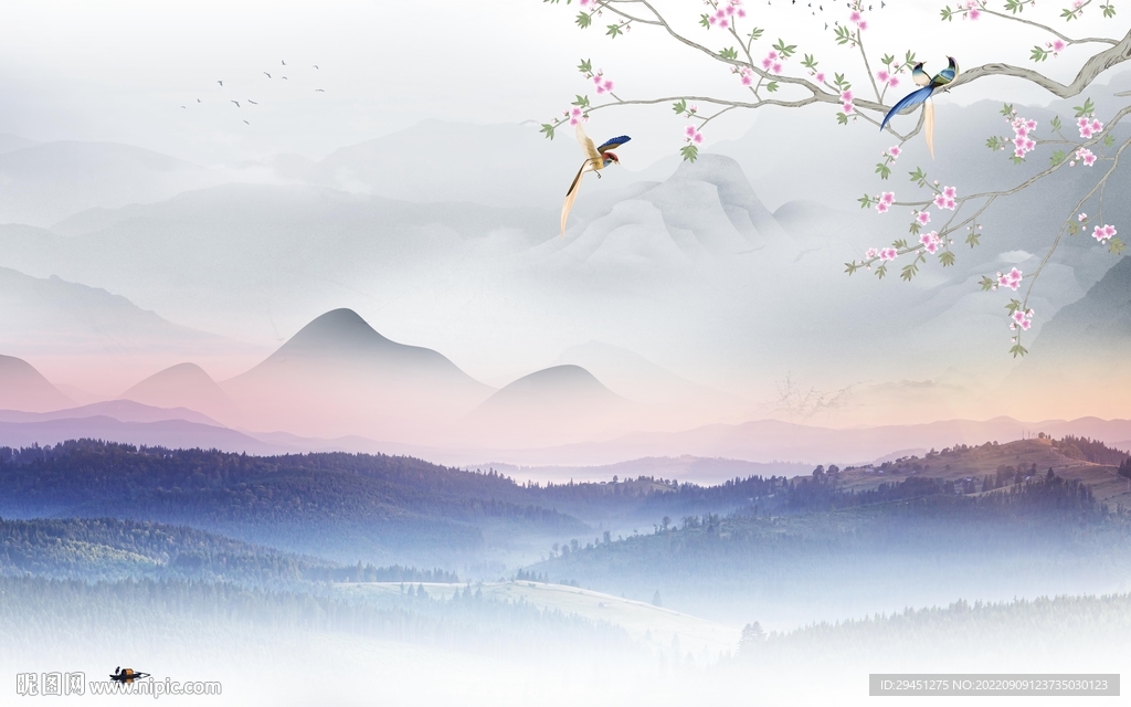 中国风最新简约山水 Tif分层