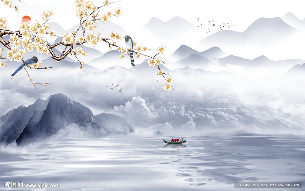 中式 最新简约山水 Tif分层