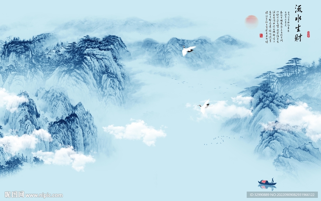 人气 简约山水背景 TIf分层