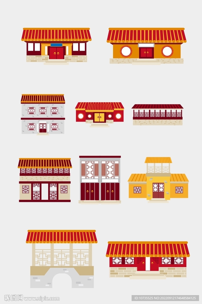 CDR矢量中式房屋房子