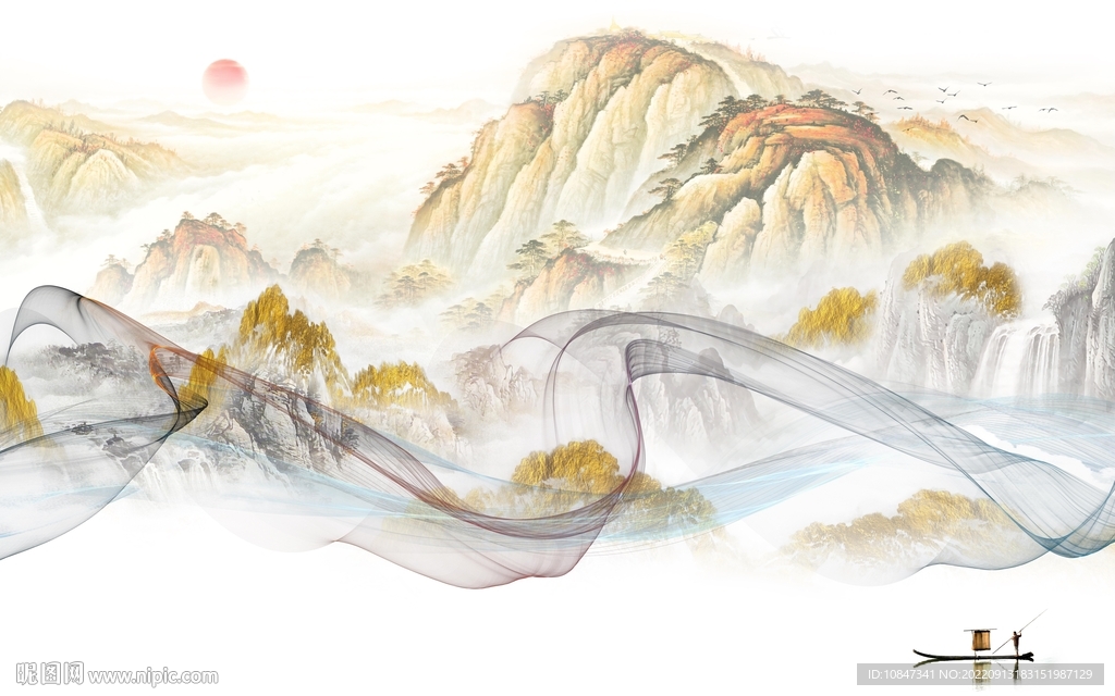 最新山水新客厅画 TIf分层