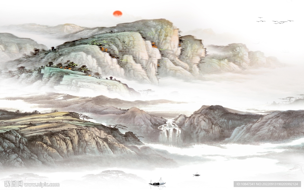 高档 山水新客厅画 TIf分层