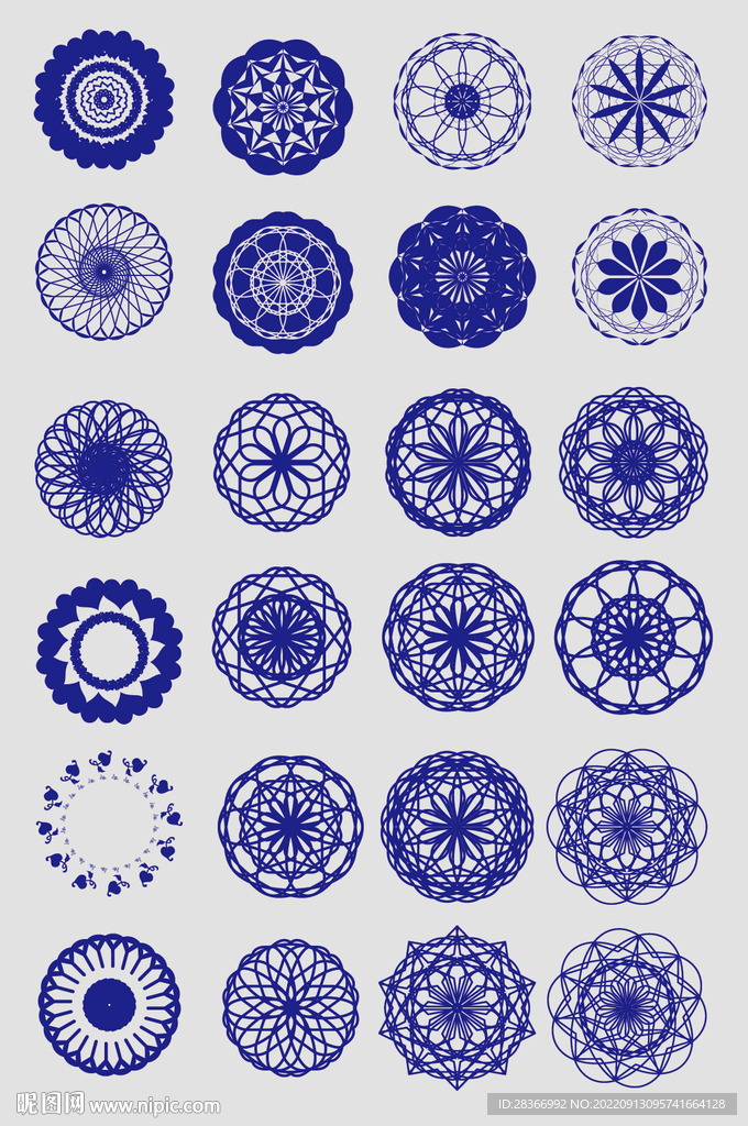 AI 矢量圆形花纹图形