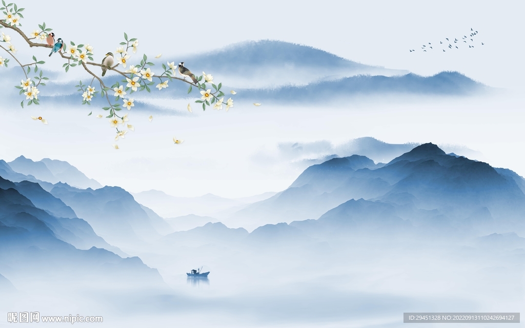 意境新式风格山水 tif分层