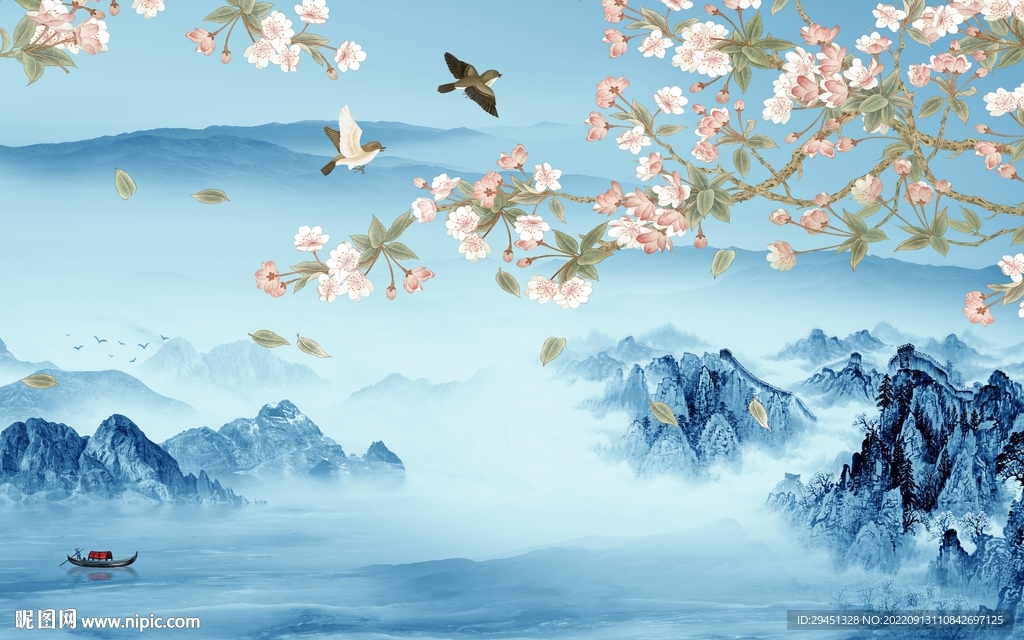 新上架新式风格山水 tif分层