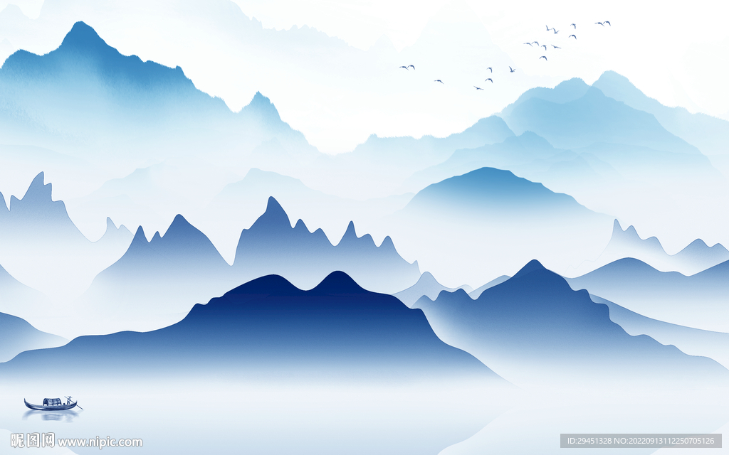 高档新式风格山水 tif分层