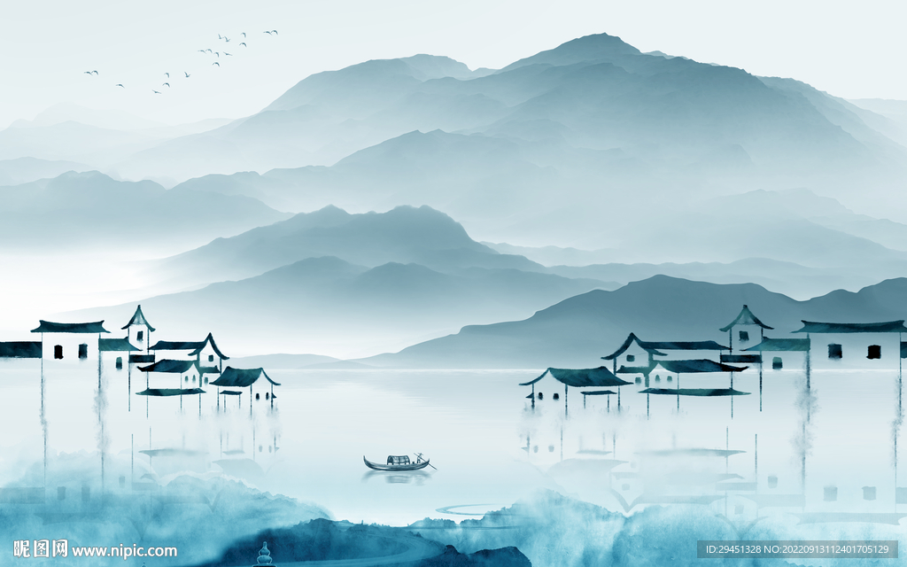 高清 新式风格山水 tif分层