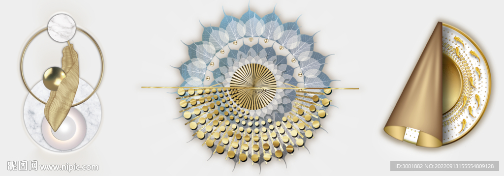 轻奢装饰画 三联画 光影画