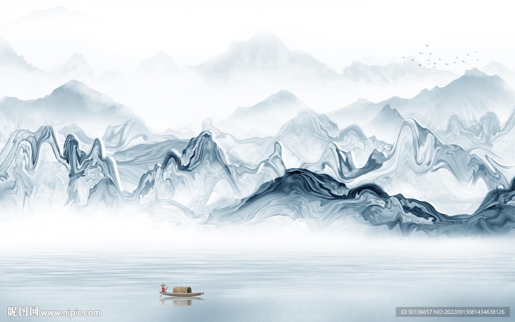 大气意境中式山水 tif分层