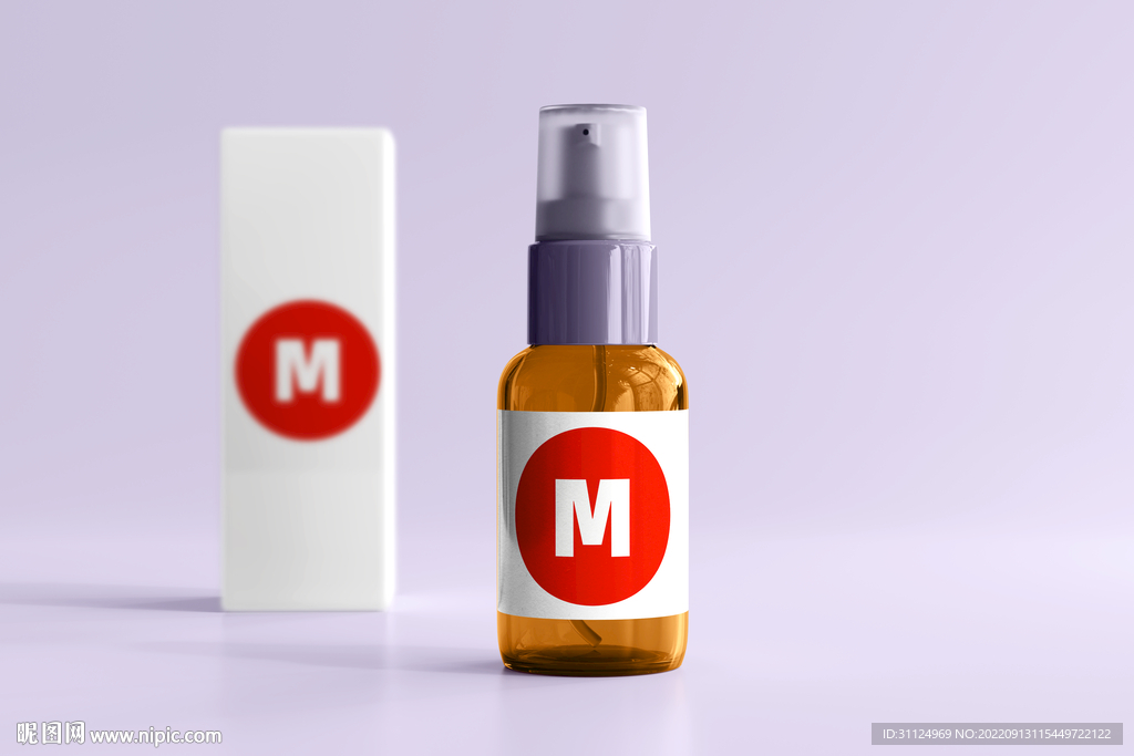 化妆品喷雾瓶包装盒样机