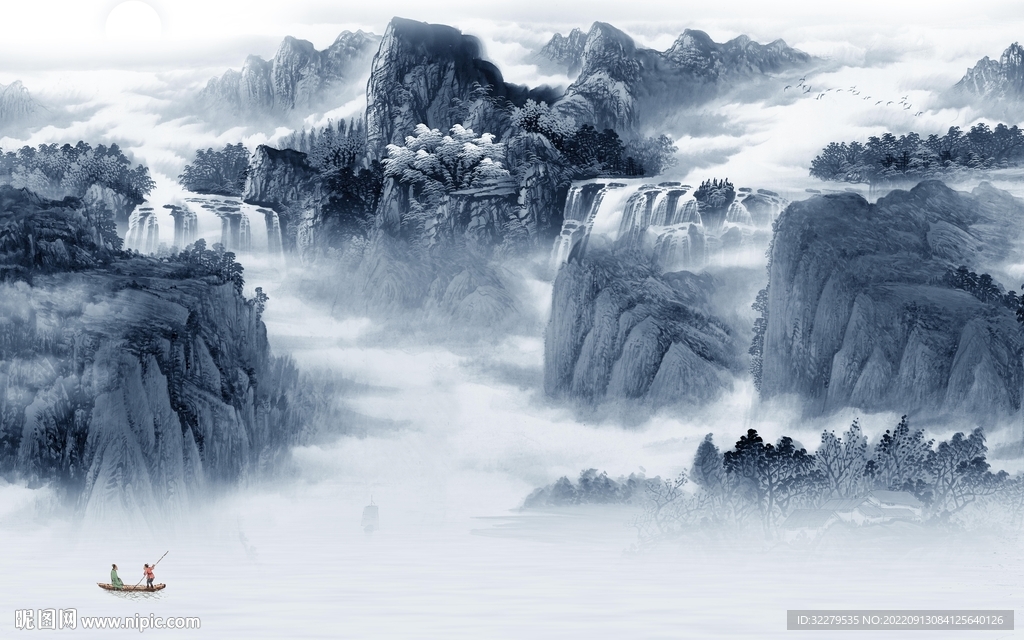 最新 客厅中式山水 TIf分层