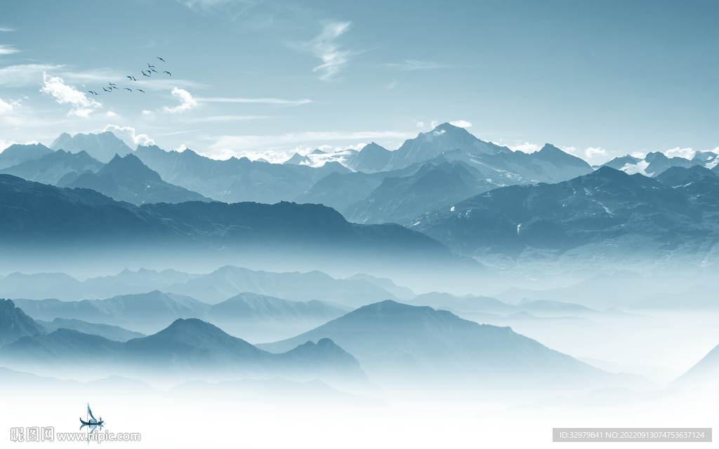 人气新中式山水图 TIf分层