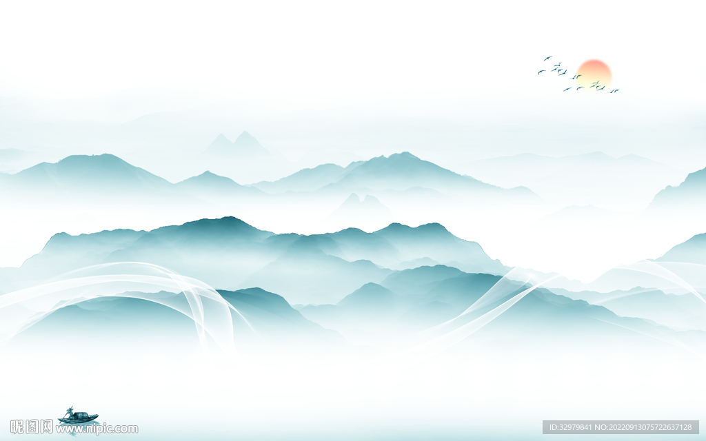 高清 新中式山水图 TIf分层