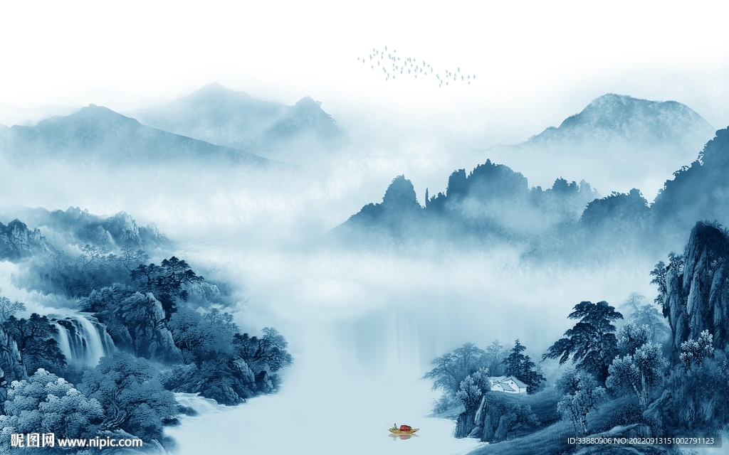 别墅新款背景山水 tif分层