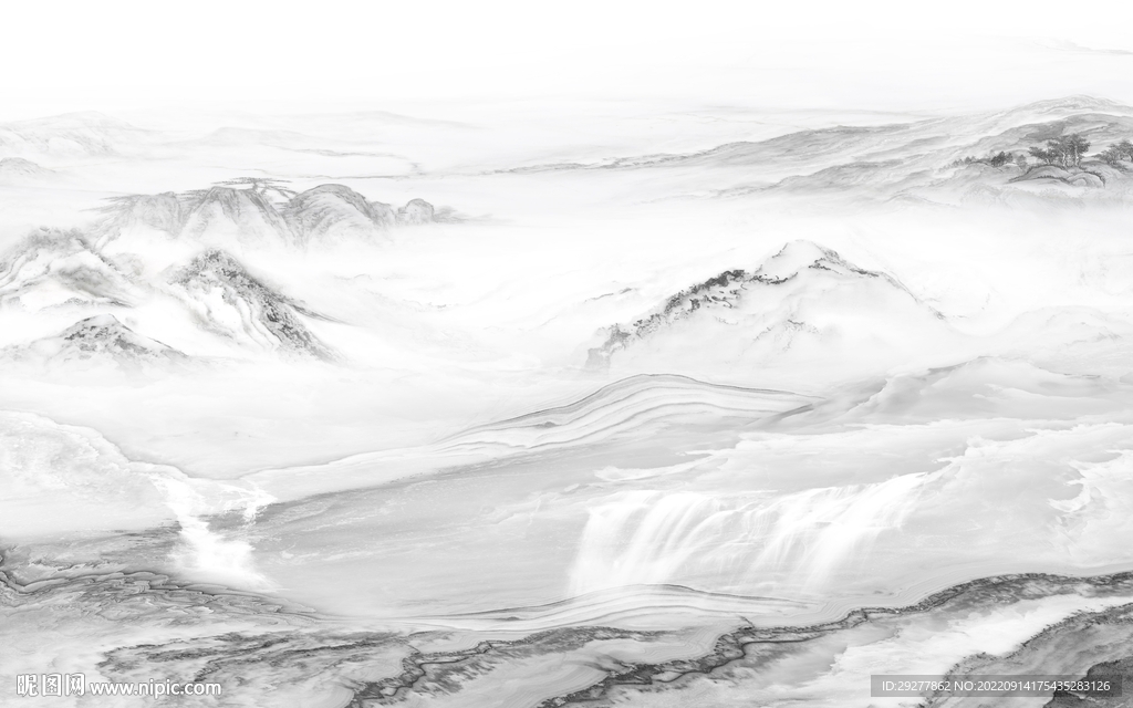 石纹现代风山水画 Tif分层