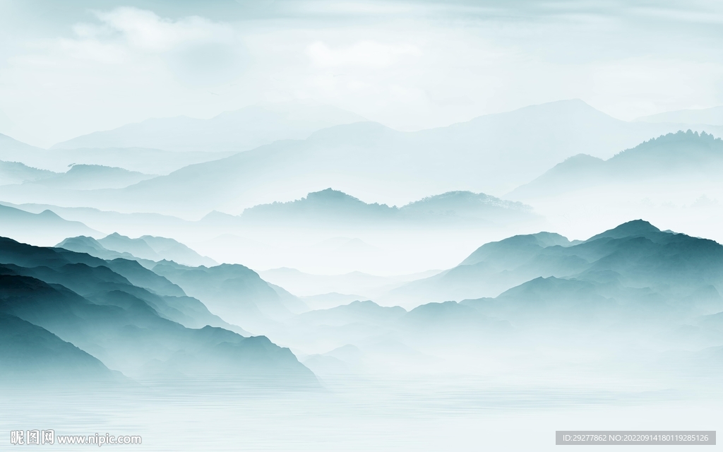 水墨现代风山水画 Tif分层