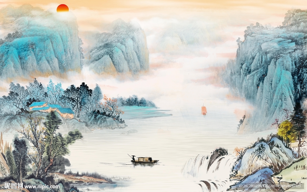 最新现代风山水画 Tif分层