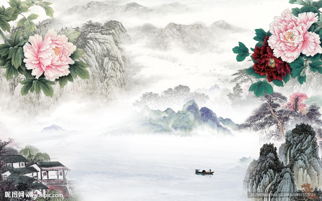 客厅中式高清山水 tIf分层