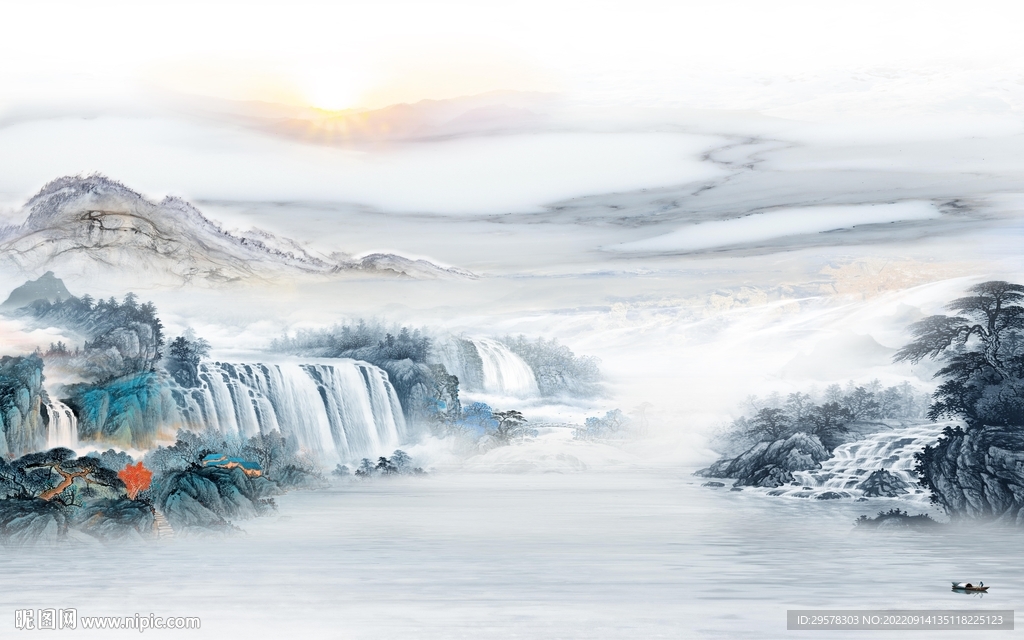 新款中式高清山水 tIf分层