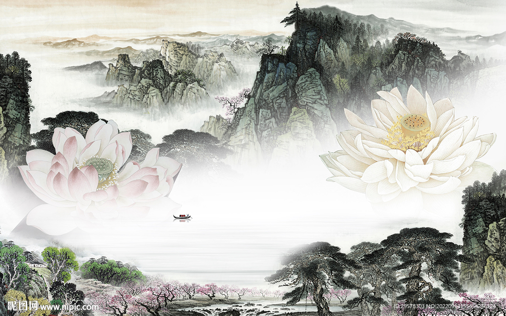 新品中式高清山水 tIf分层