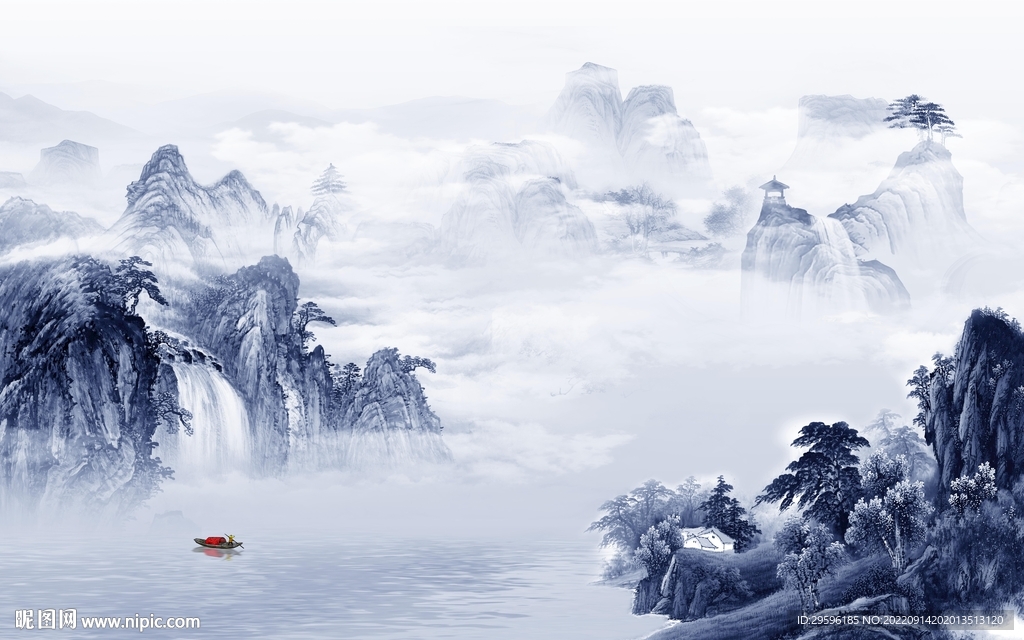 电视简约风山水画 TIf分层