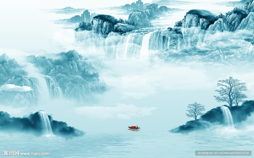 爆款简约风山水画 TIf分层