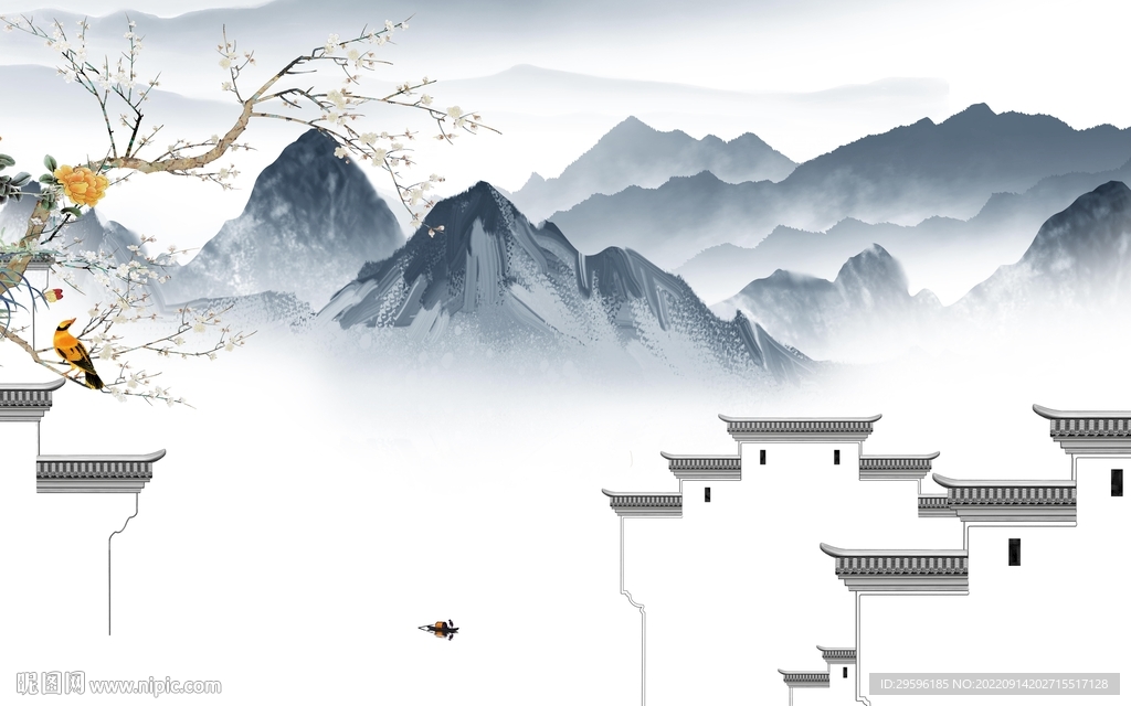 客厅简约风山水画 TIf分层