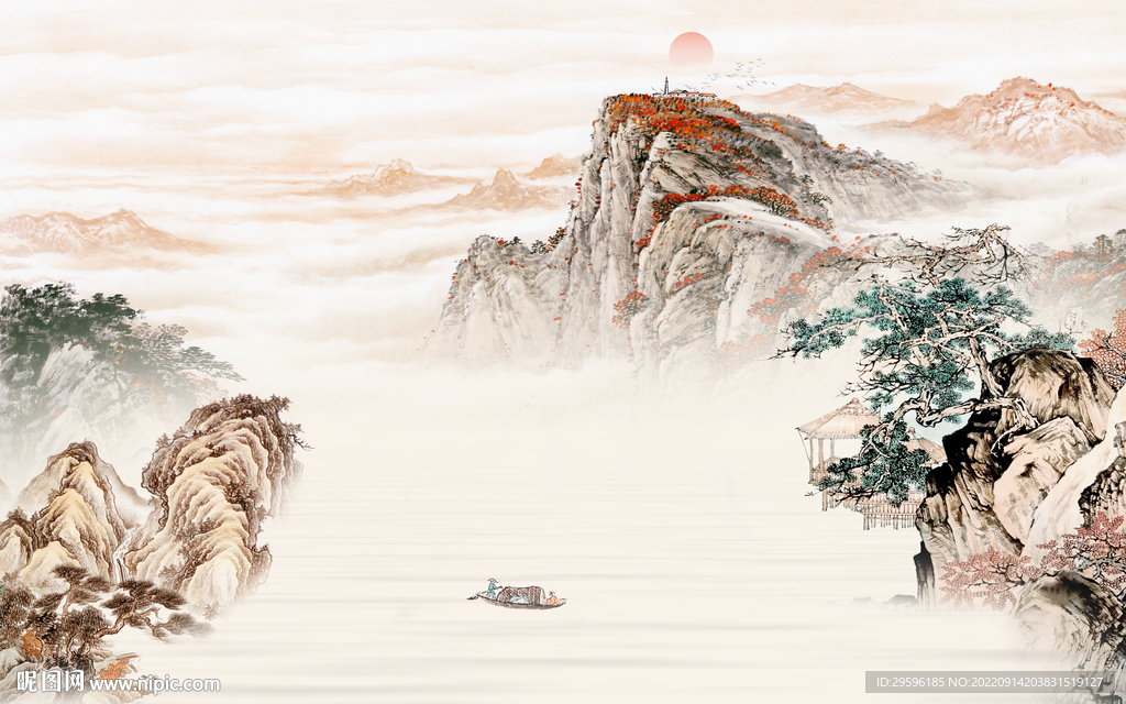 现代简约风山水画 TIf分层