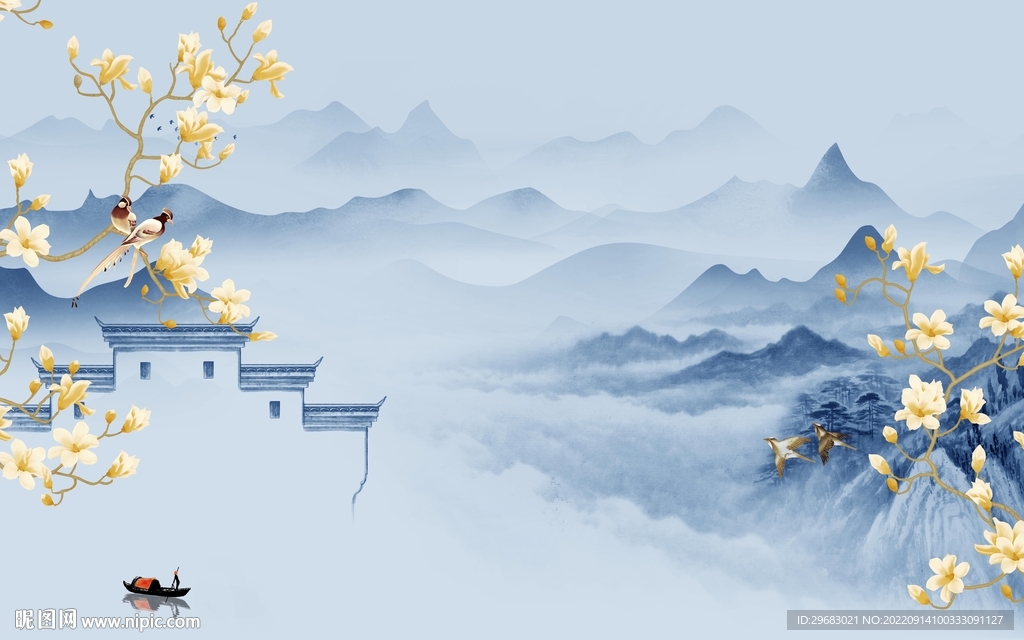 意境 简约山水新画 tIf分层