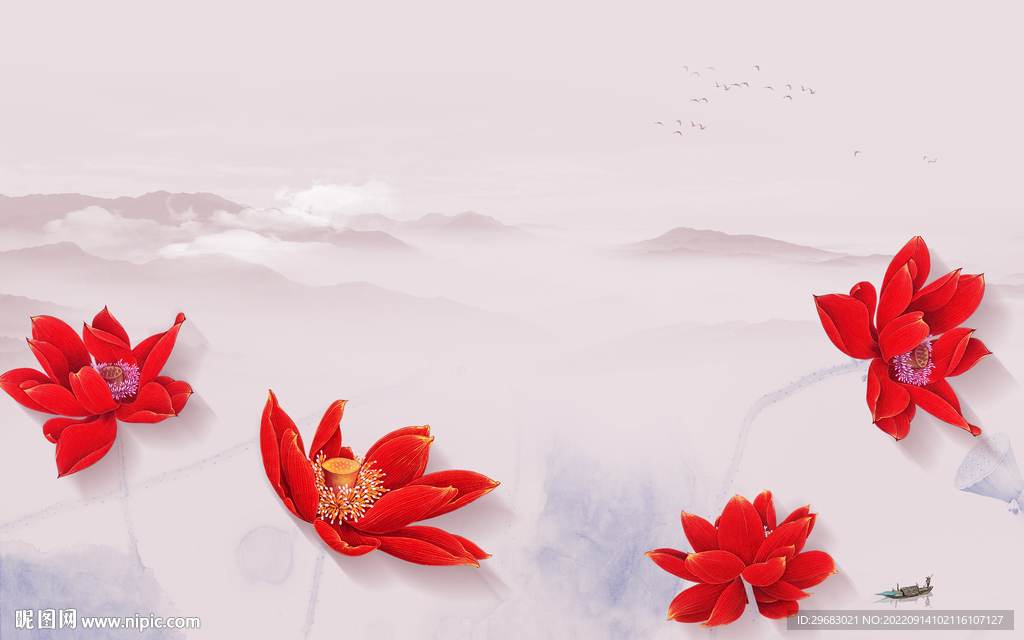 现代 简约山水新画 tIf分层