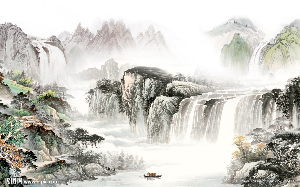国画 高端背景山水 tIf分层