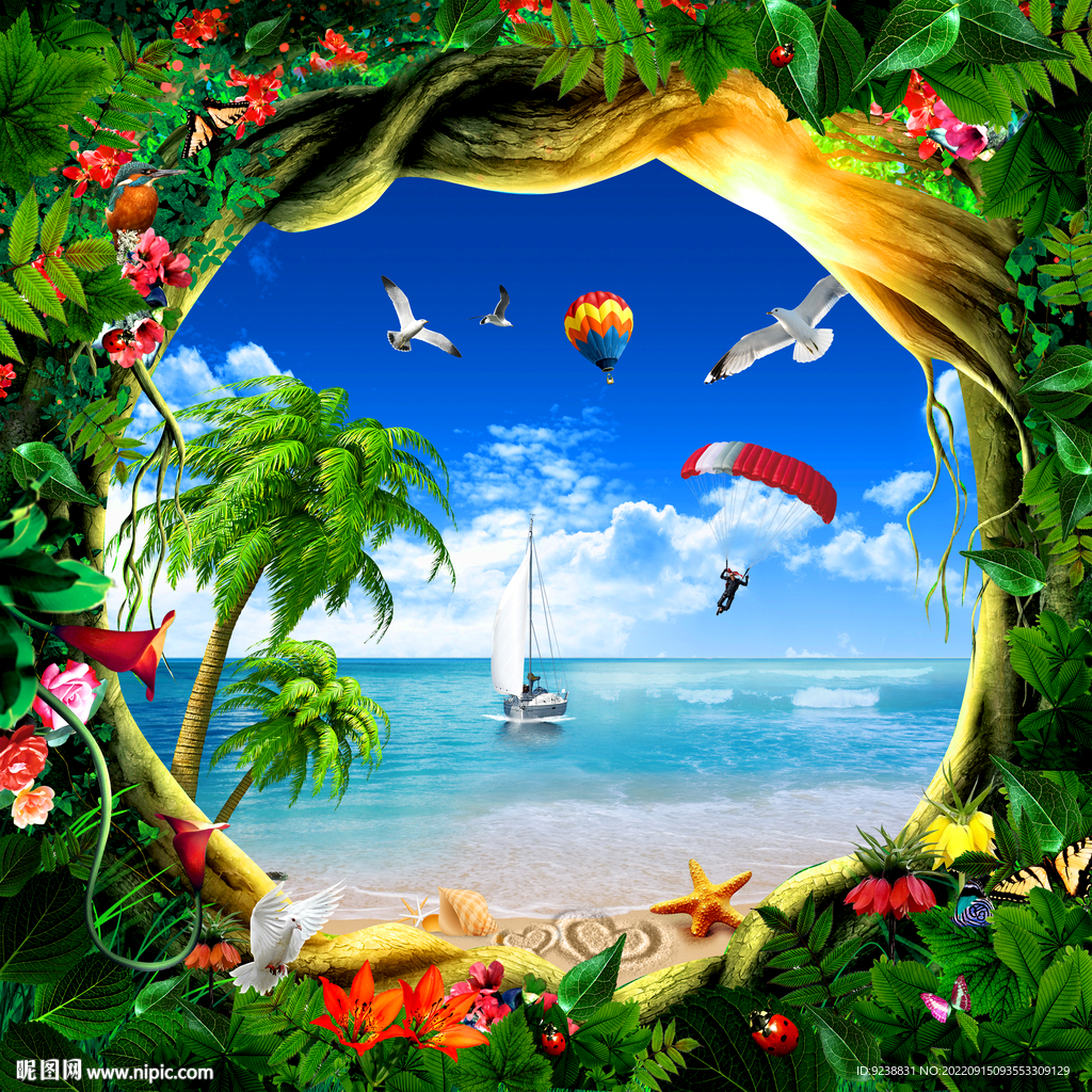 阳光沙滩椰子树