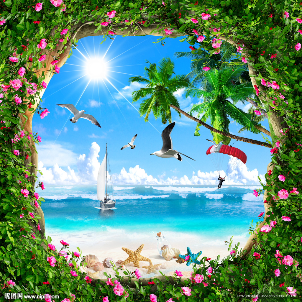 阳光沙滩椰子树