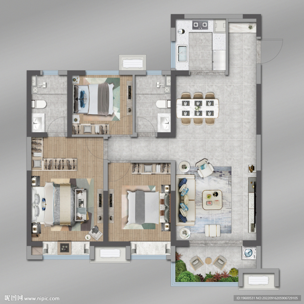 户型图 家配图 彩平图 渲染