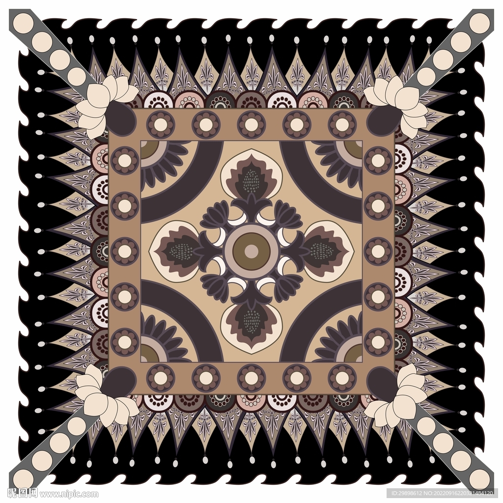 敦煌壁画石榴莲花纹藻井图案