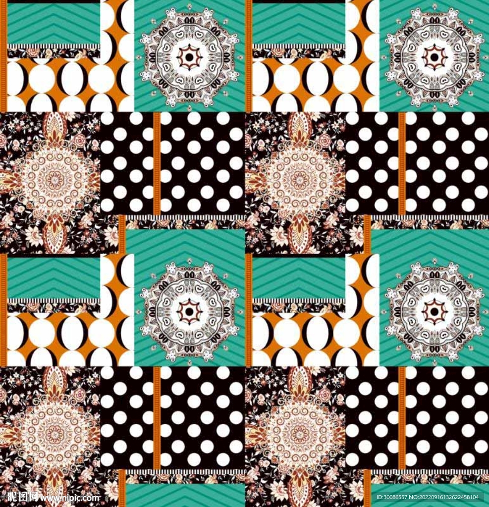 几何花  圆圈花  数码印花