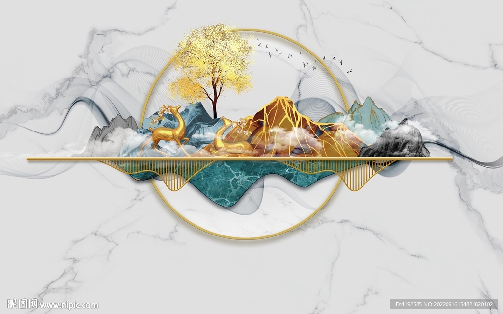 大理石山水背景墙