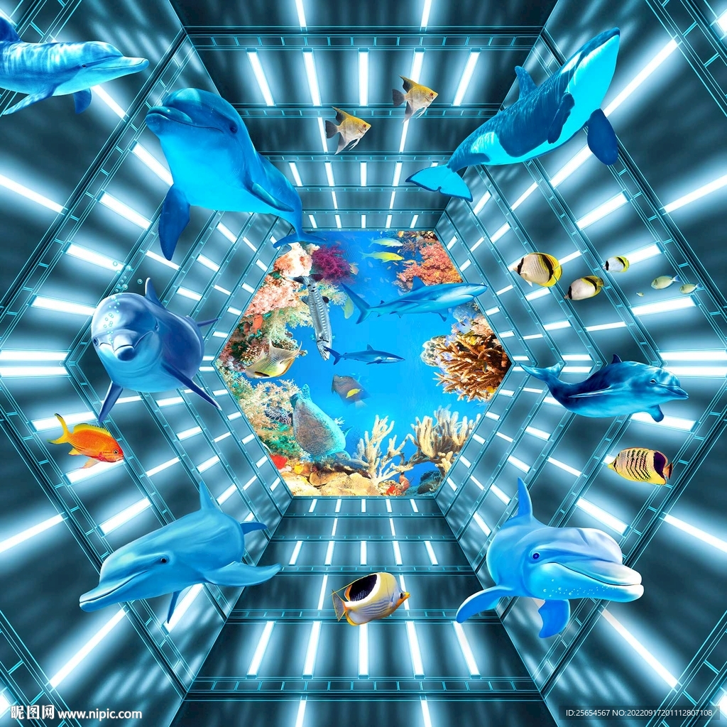 梦幻海底空间天顶地画