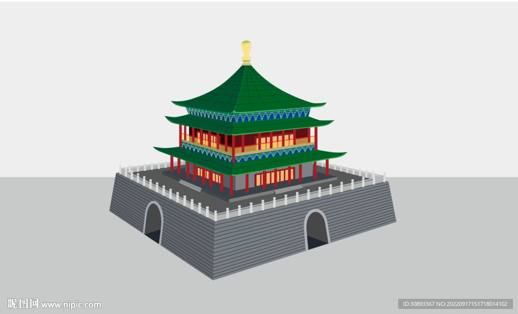 立体钟楼矢量图