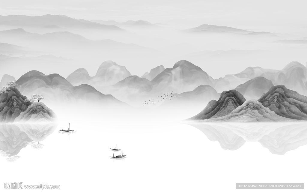 意境中国风山水画 tif分层