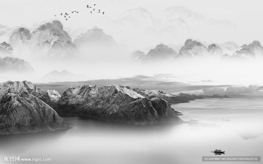 人气中国风山水画 tif分层