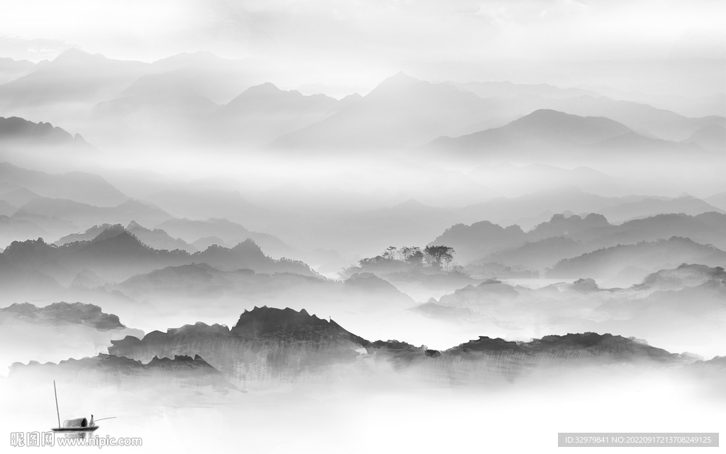 人气中式背景山水 tif分层