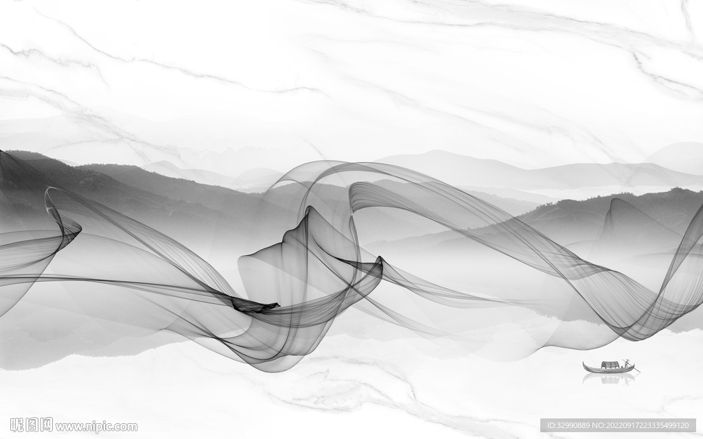 线条高档灰色山水 tif分层