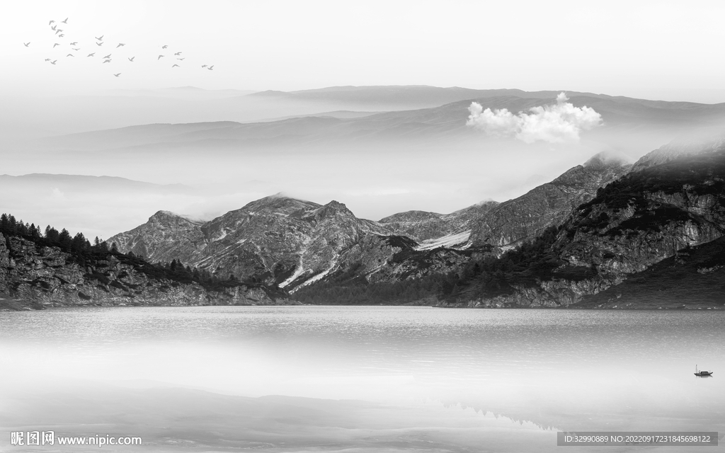 高档灰色爆款山水 tif分层