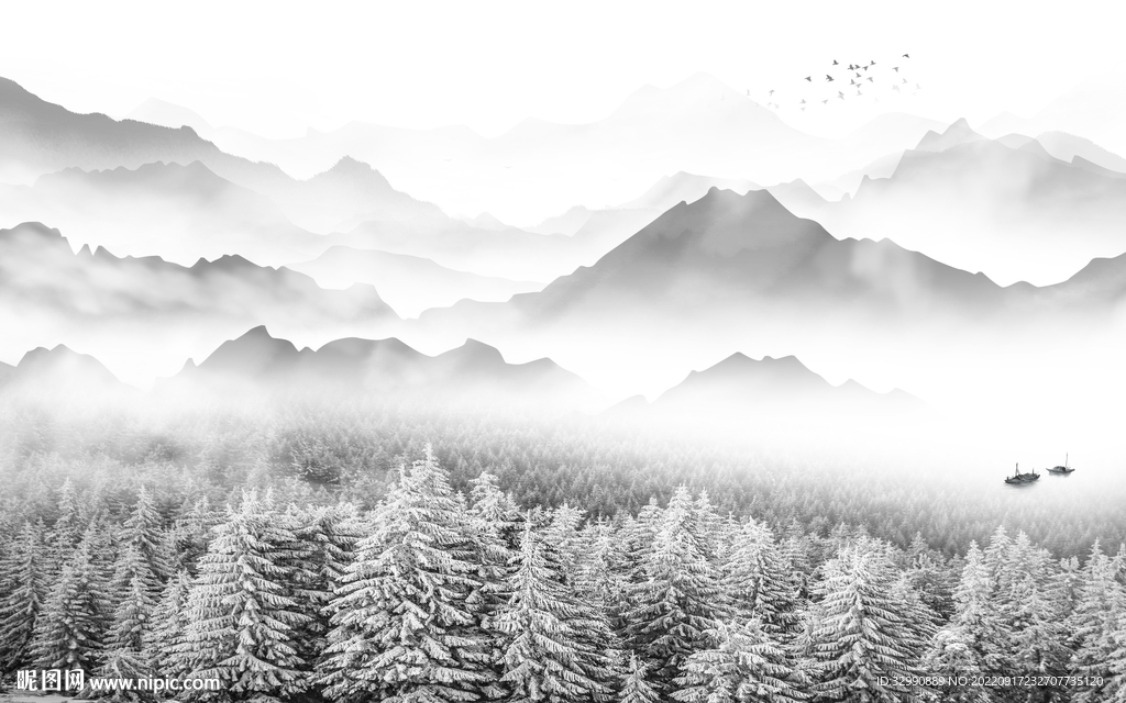 人气 灰色爆款山水 tif分层